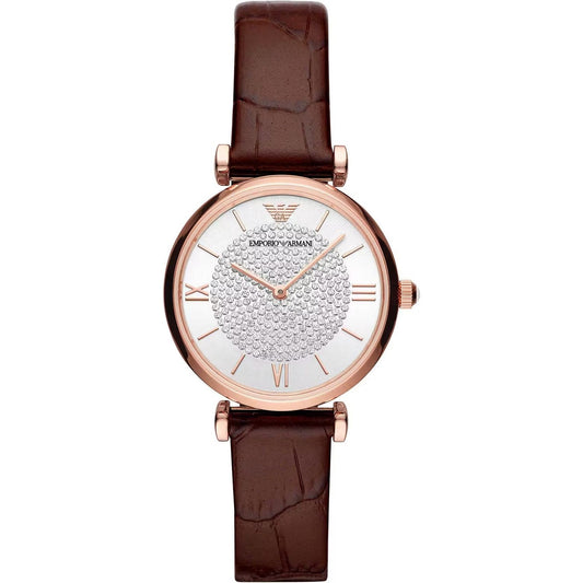 Emporio Armani Elegant Bordeaux Leather Watch for Women Emporio Armani