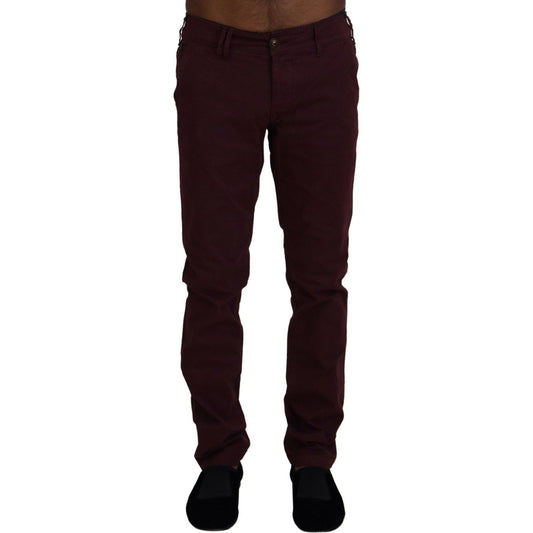 CYCLE Maroon Skinny Fit Cotton Pants CYCLE