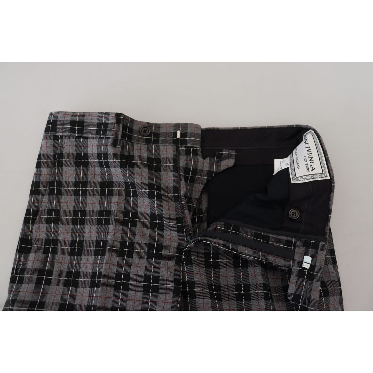 BENCIVENGA Elegant Gray Checked Gentleman's Chinos BENCIVENGA