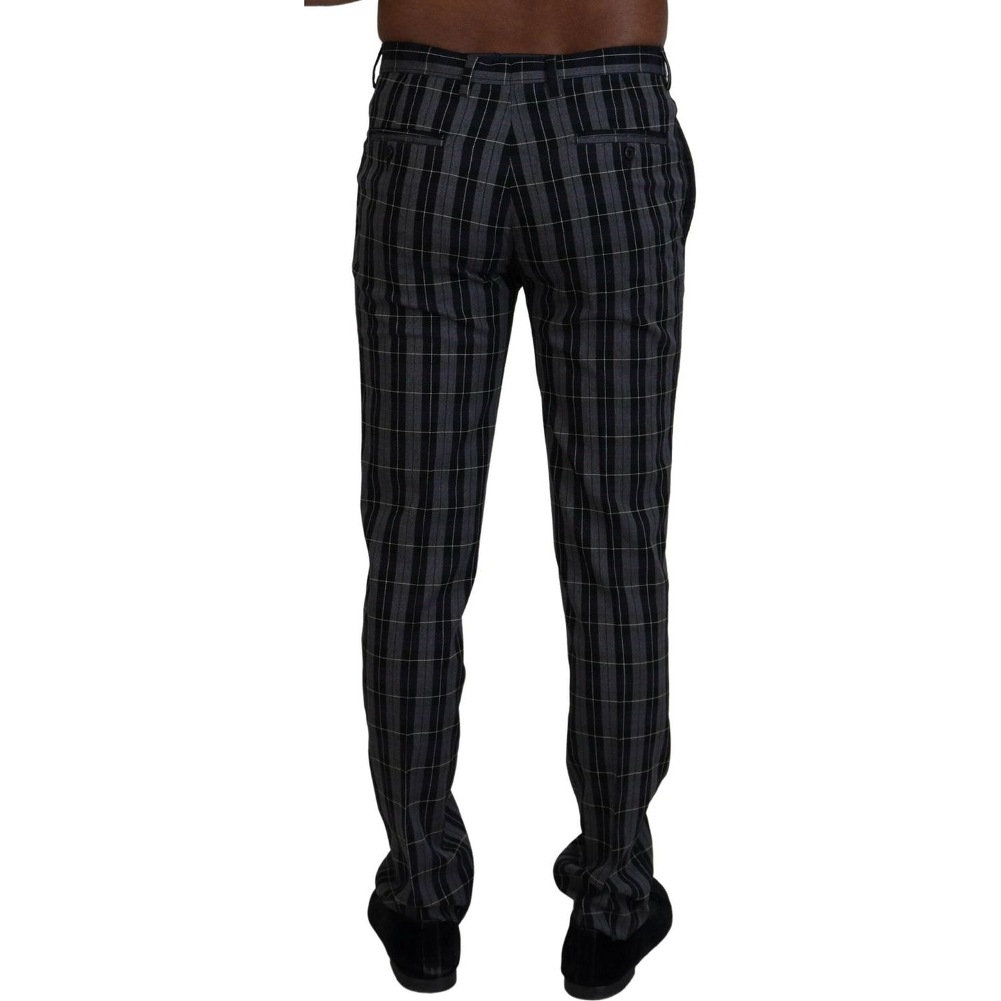 BENCIVENGA Elegant Gray Checkered Wool Chino Pants BENCIVENGA