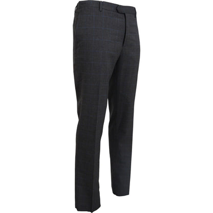 BENCIVENGA Gray Checkered Wool Dress Formal Pants