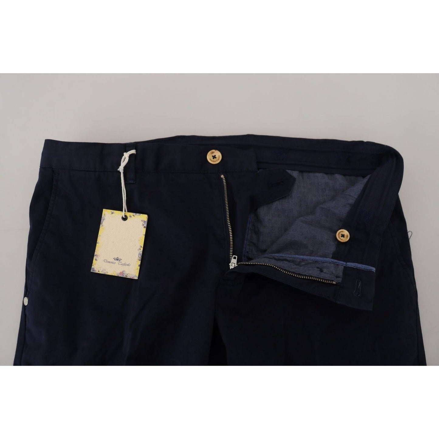 Domenico Tagliente Elegant Dark Blue Slim Chino Pants Domenico Tagliente