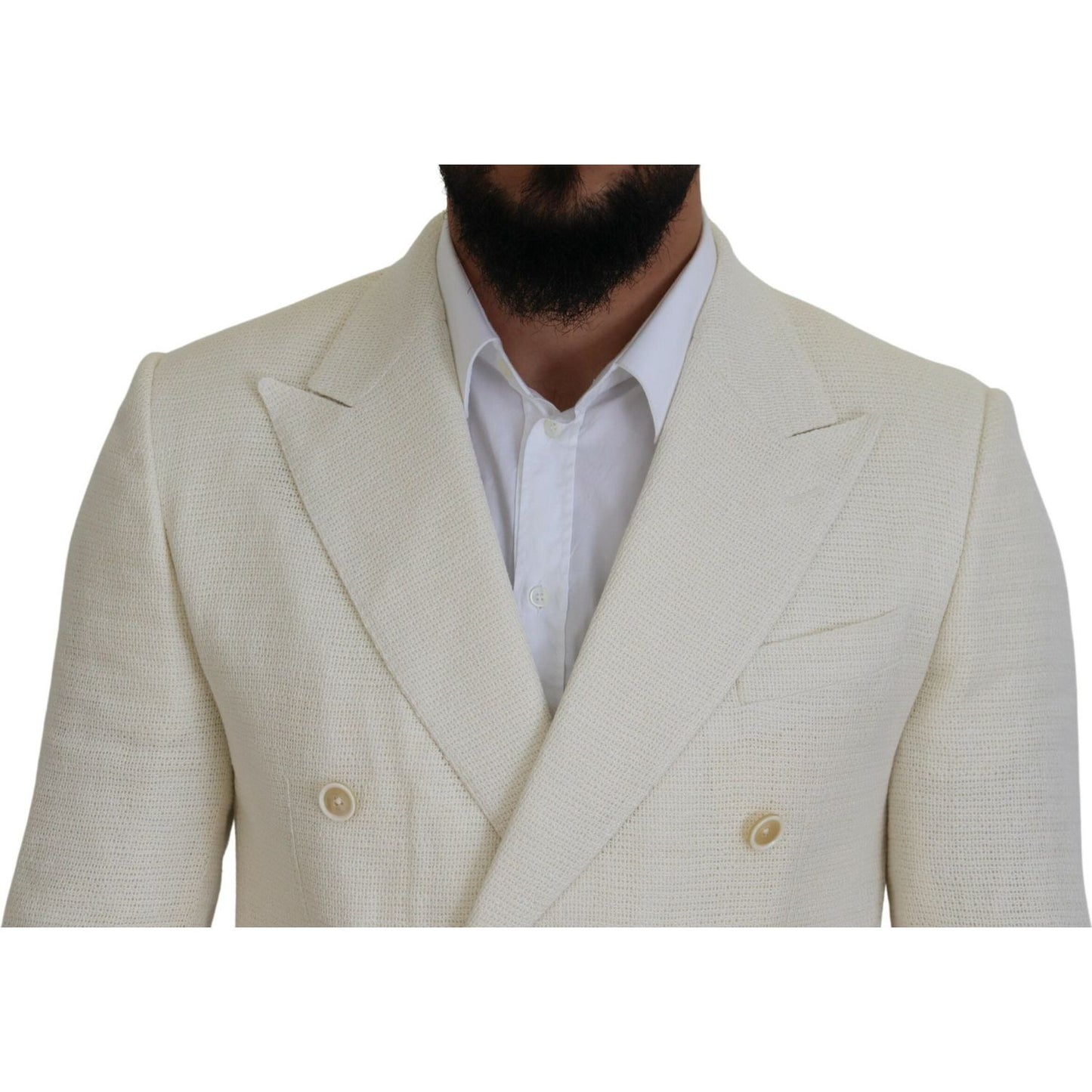 Dolce & Gabbana Elegant Off White Silk-Blend Suit Dolce & Gabbana