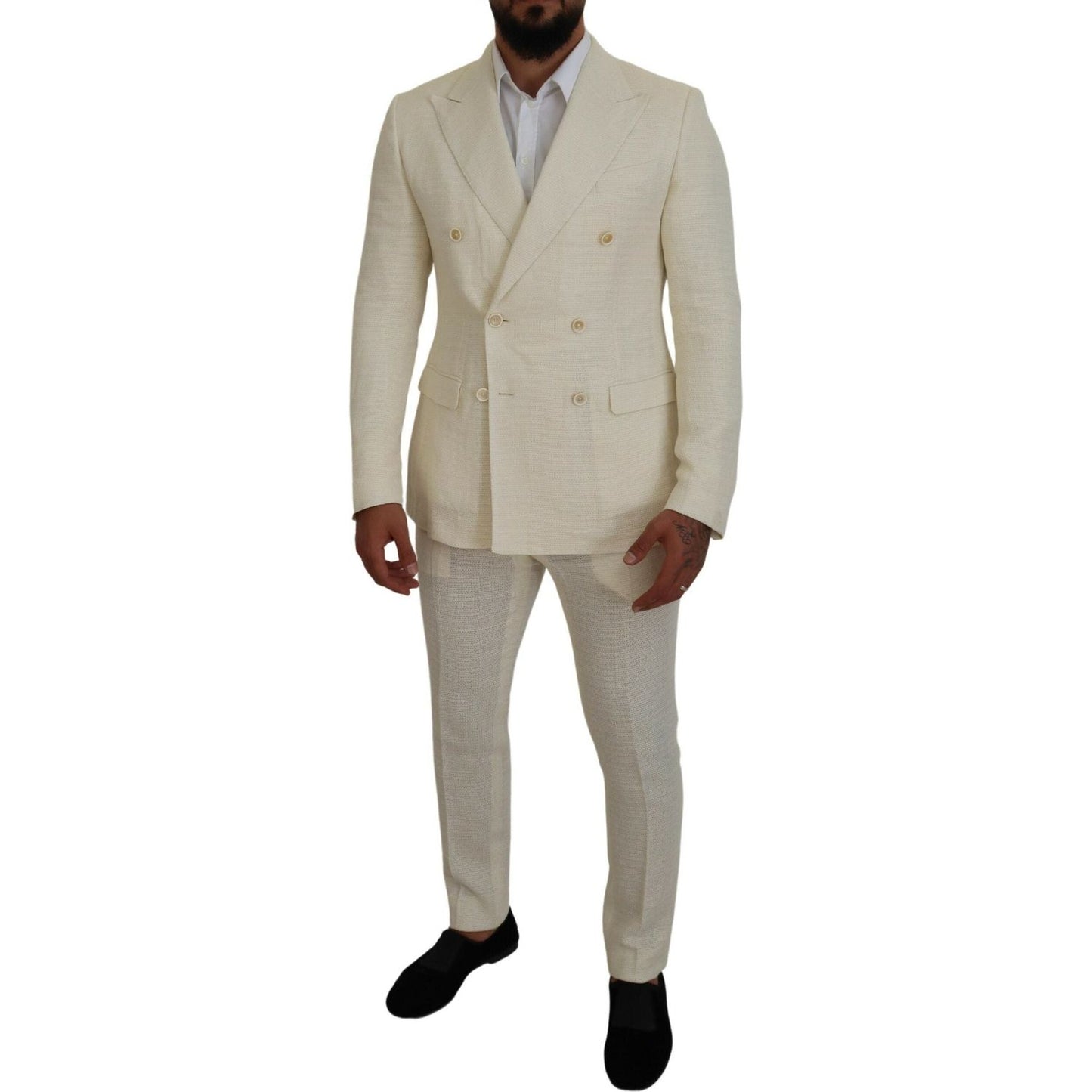 Dolce & Gabbana Elegant Off White Silk-Blend Suit Dolce & Gabbana