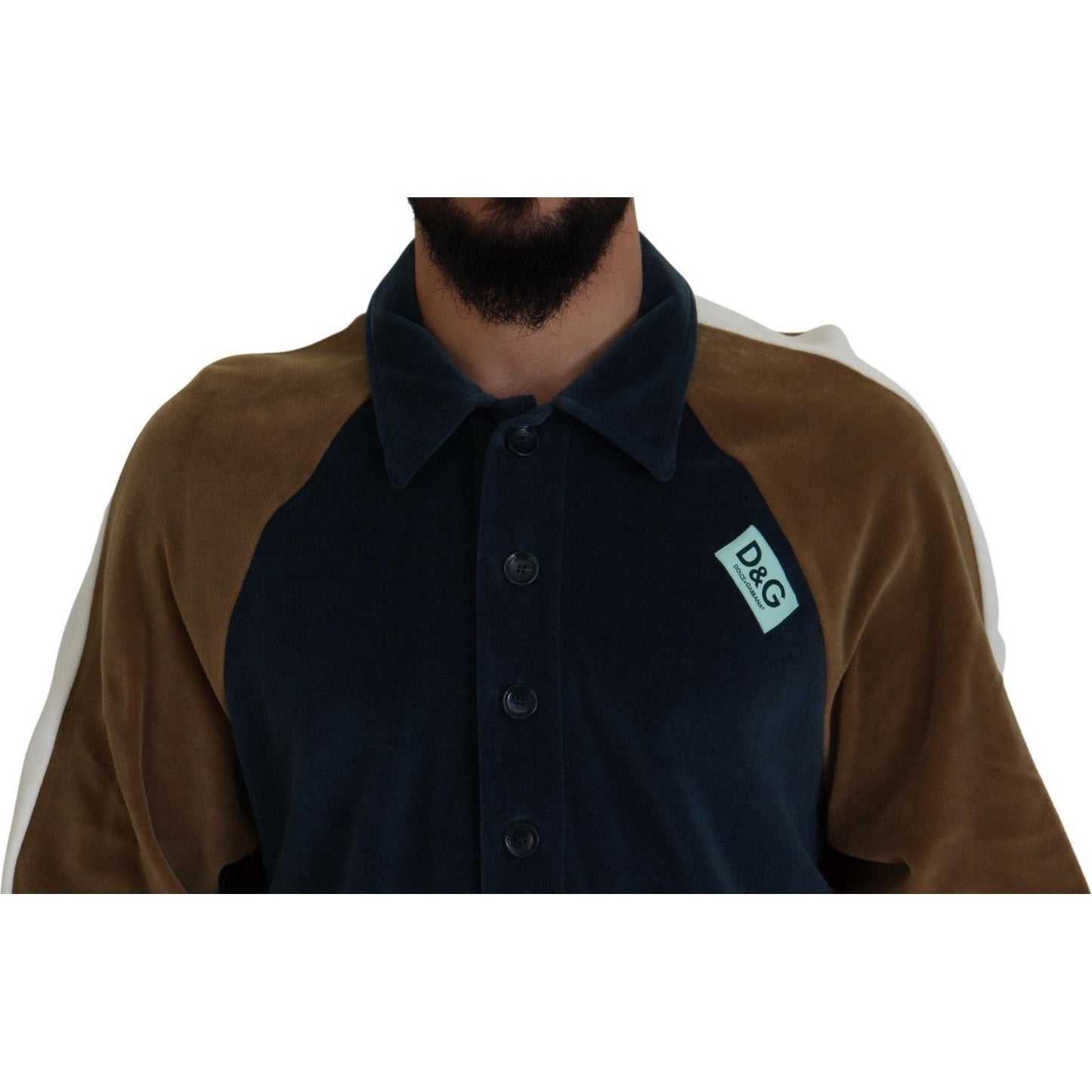 Dolce & Gabbana Multicolor Cotton Collared Pullover Sweater