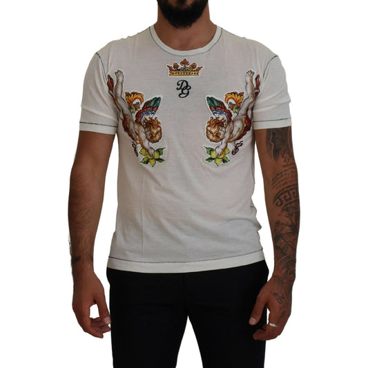 Dolce & Gabbana Elegant White Cotton-Silk Blend Tee Dolce & Gabbana