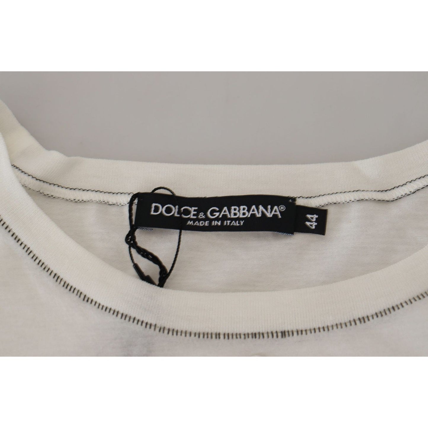 Dolce & Gabbana Elegant White Cotton-Silk Blend Tee Dolce & Gabbana