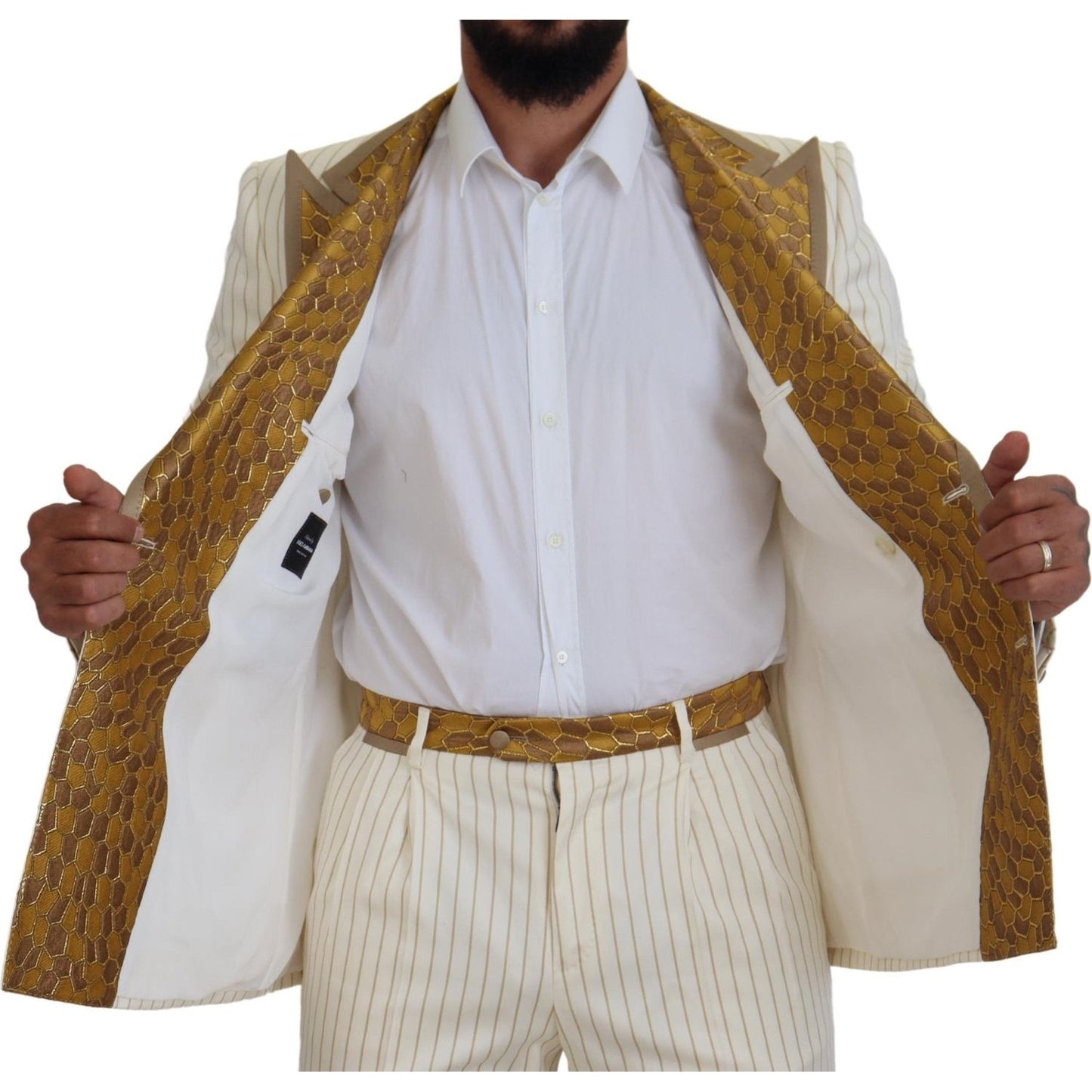 Dolce & Gabbana Elegant Off White Double Breasted Suit Dolce & Gabbana