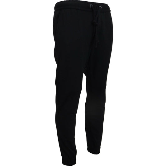 Dolce & Gabbana Sleek Black Wool-Blend Sweatpants Dolce & Gabbana