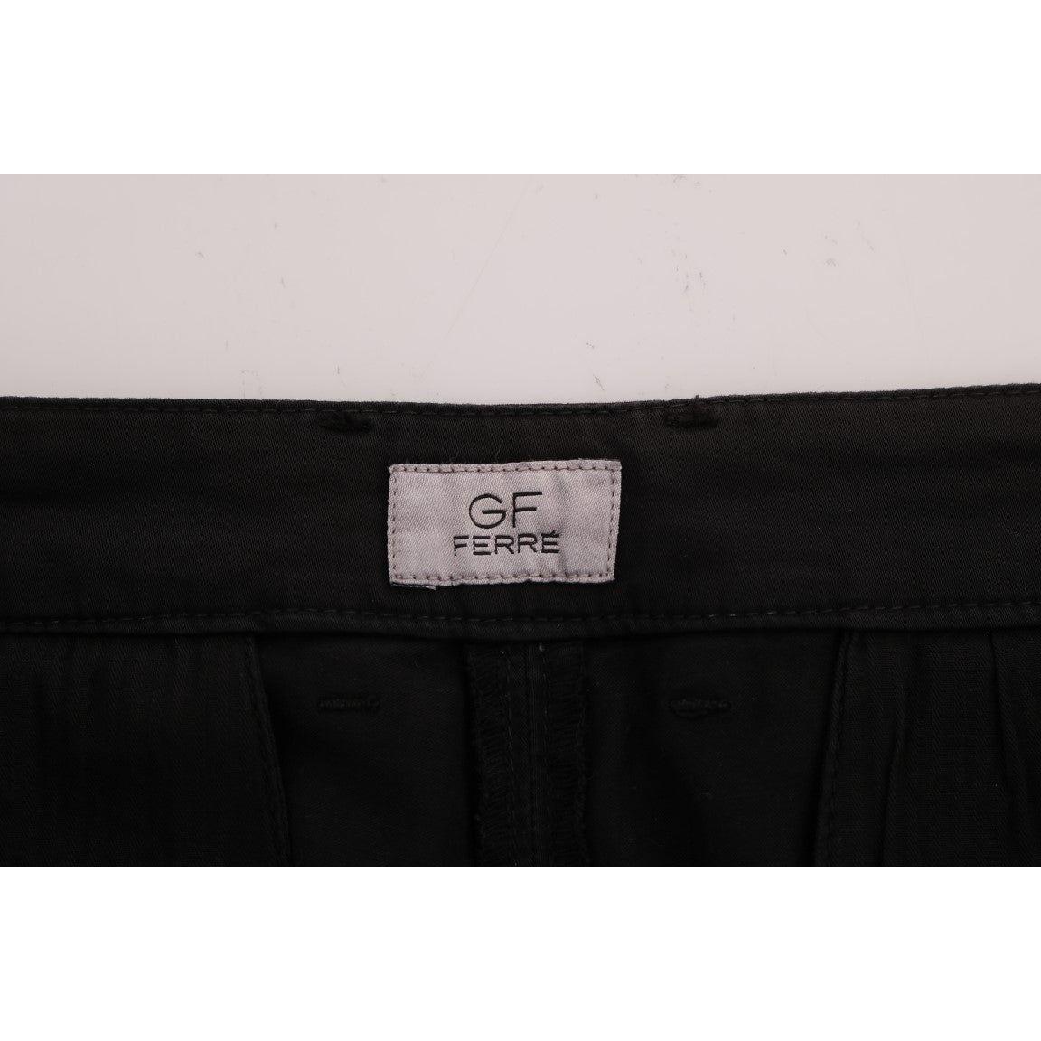 GF Ferre Elegant Slim Fit Black Cotton Trousers Jeans & Pants GF Ferre