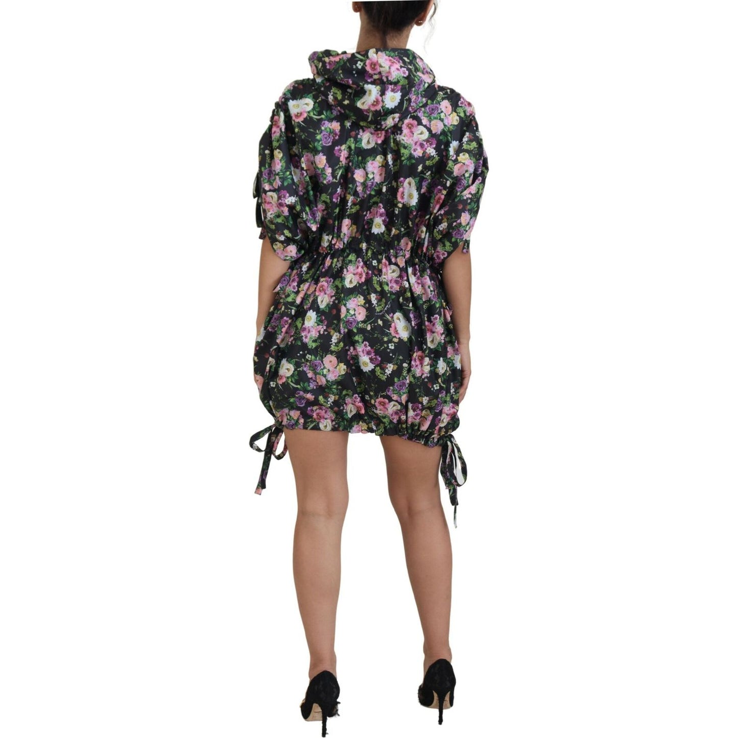 Dolce & Gabbana Elegant Floral Mini Dress with Logo Detail Dolce & Gabbana