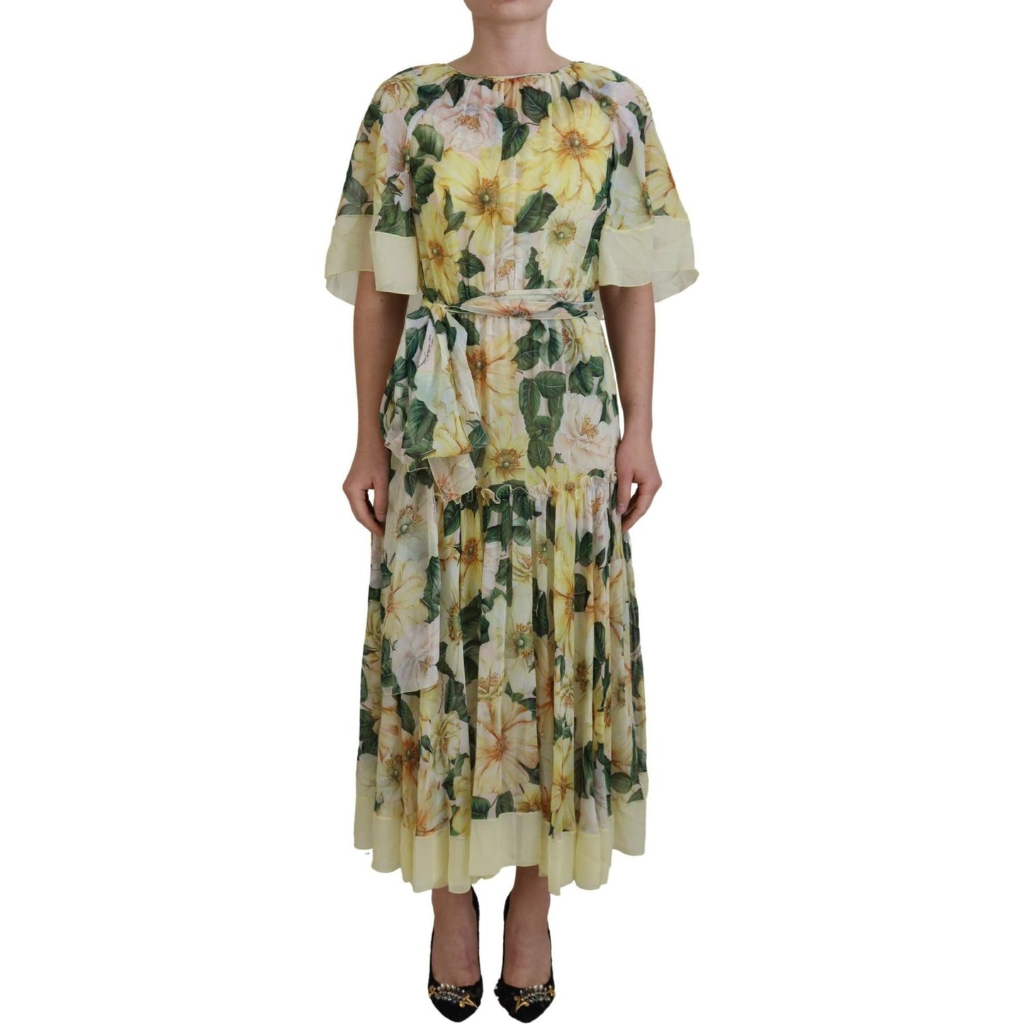 Dolce & Gabbana Multicolor Silk Floral Print Long Maxi Dress