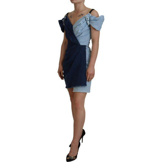 Dolce & Gabbana Chic Two Tone Denim Sheath Dress Dolce & Gabbana