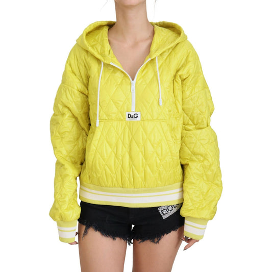 Elegant Yellow Hooded Jacket