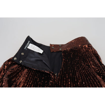 Dolce & Gabbana Bronze Sequined High Waist A-line Maxi Skirt