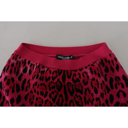 Dolce & Gabbana Pink Leopard High Waist A-line Mini Skirt