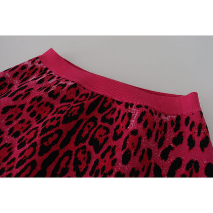 Dolce & Gabbana Pink Leopard High Waist A-line Mini Skirt