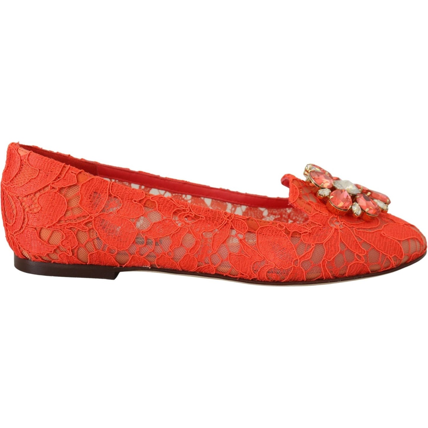 Dolce & Gabbana Elegant Lace Vally Flats in Coral Red Dolce & Gabbana