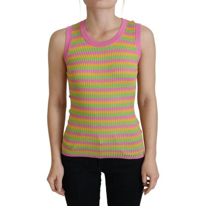Dolce & Gabbana Multicolor Silk Vest Pullover Tank Top
