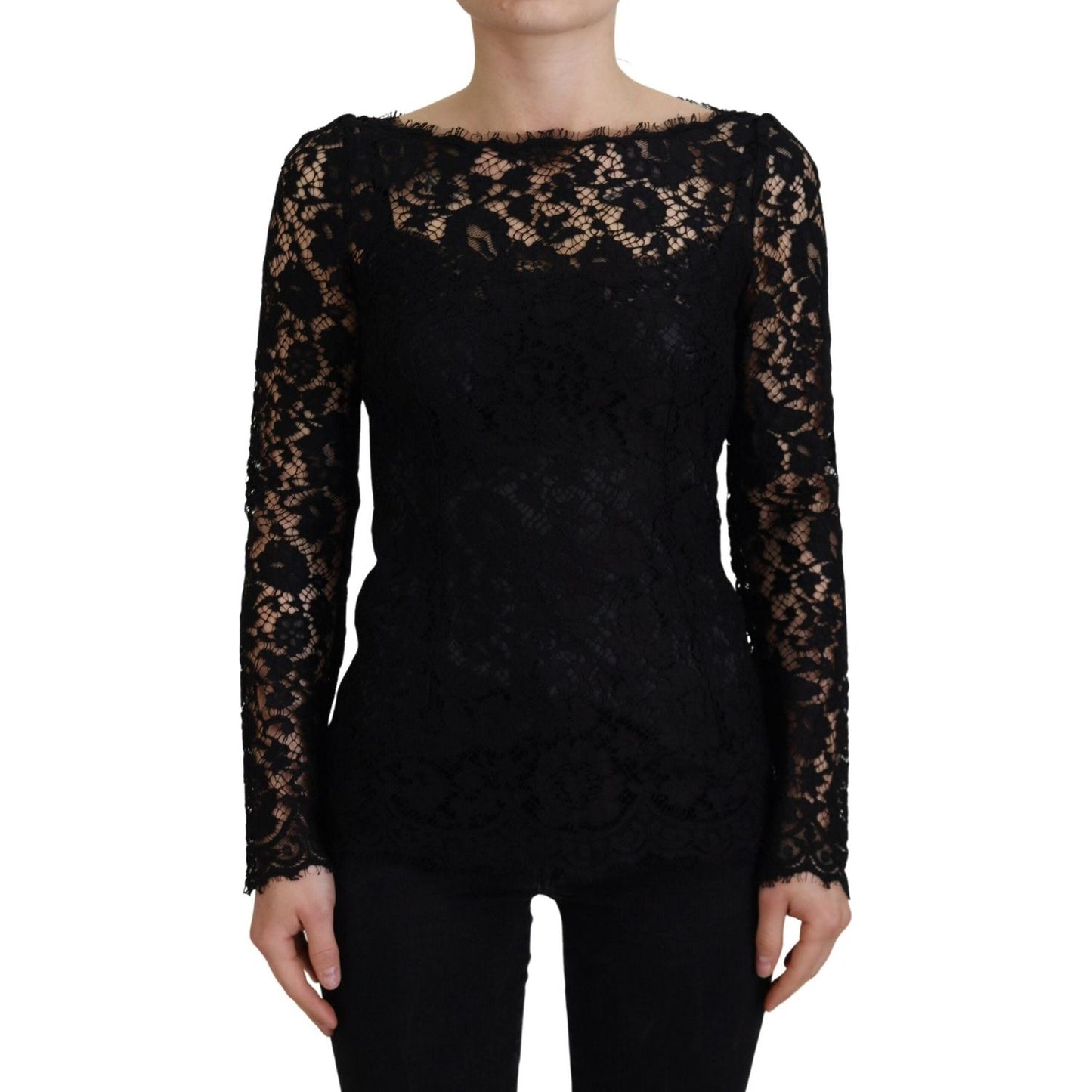 Dolce & Gabbana Elegant Floral Lace Long Sleeve Top Dolce & Gabbana