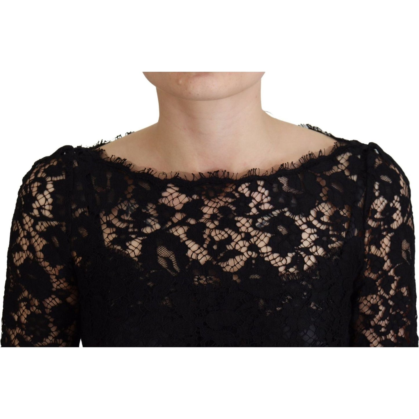 Dolce & Gabbana Elegant Floral Lace Long Sleeve Top Dolce & Gabbana