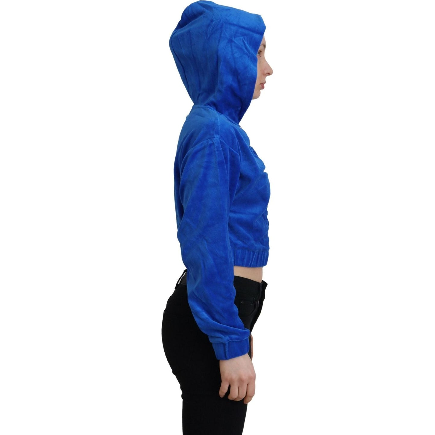 Juicy Couture Glam Hooded Zip Cropped Sweater in Blue Juicy Couture