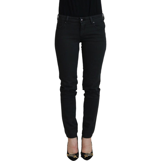 Ermanno Scervino Chic Low Waist Black Skinny Jeans Ermanno Scervino