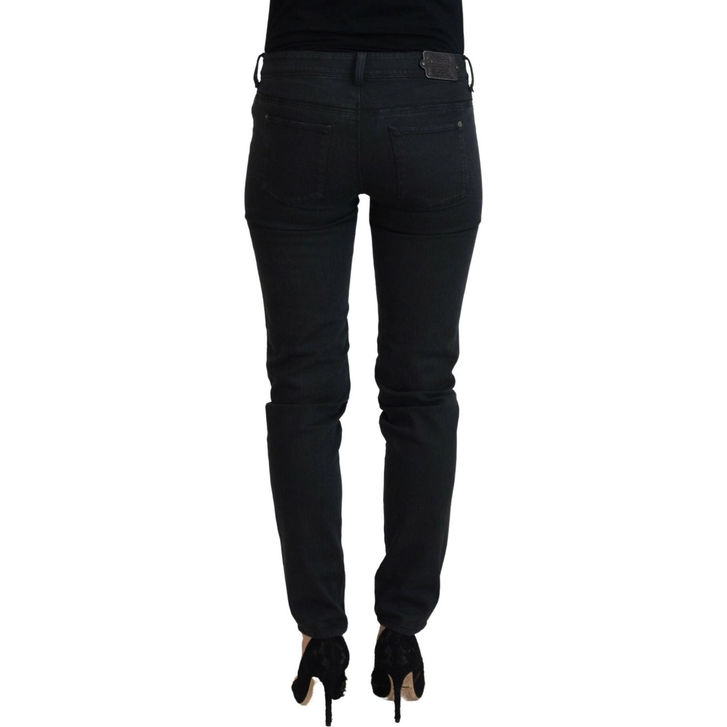 Ermanno Scervino Chic Low Waist Black Skinny Jeans Ermanno Scervino