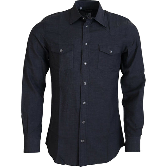 Dolce & Gabbana Elegant Gray Cotton Collared Shirt Dolce & Gabbana