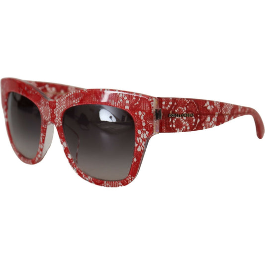 Dolce & Gabbana Elegant Red Lace Detail Sunglasses Dolce & Gabbana