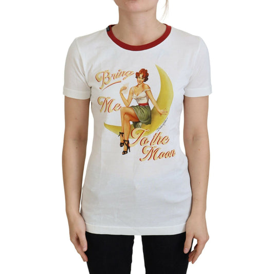 Dolce & Gabbana White Printed Short Sleeves Pullover Top