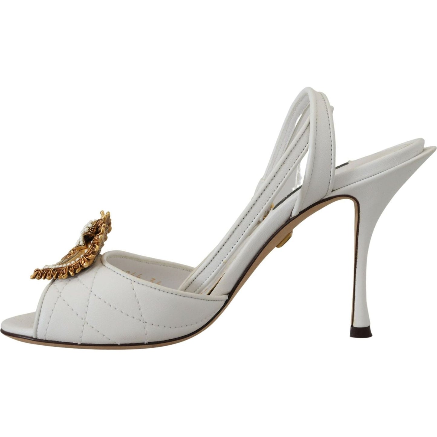 Dolce & Gabbana Devotion Embellished White Leather Stilettos Dolce & Gabbana