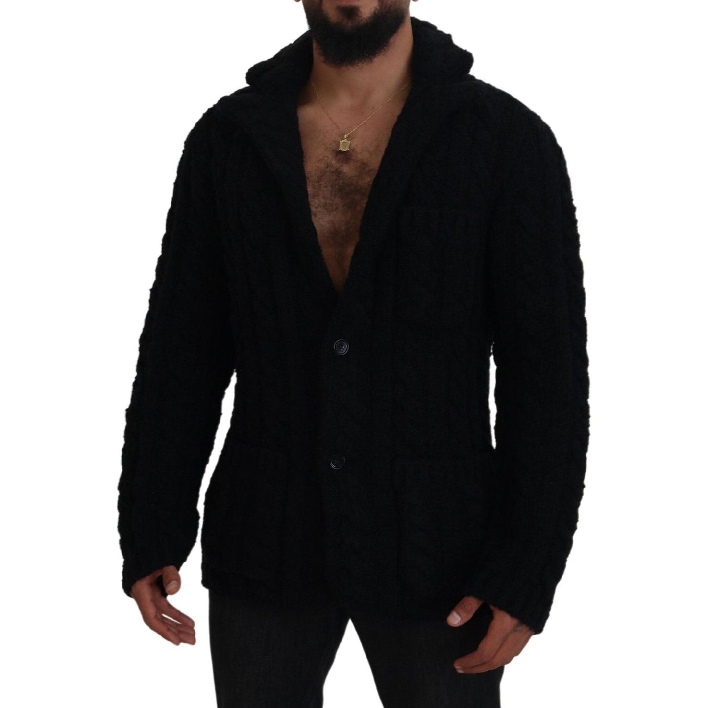 Dolce & Gabbana Elegant Black Wool-Cashmere Cardigan Sweater Dolce & Gabbana