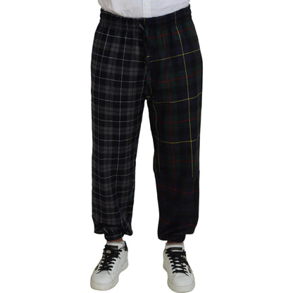 Dolce & Gabbana Multicolor Checkered Wool Men Jogger Pants