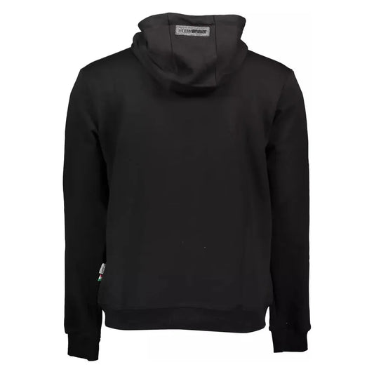 Sleek Black Hooded Sweatshirt with Bold Accents