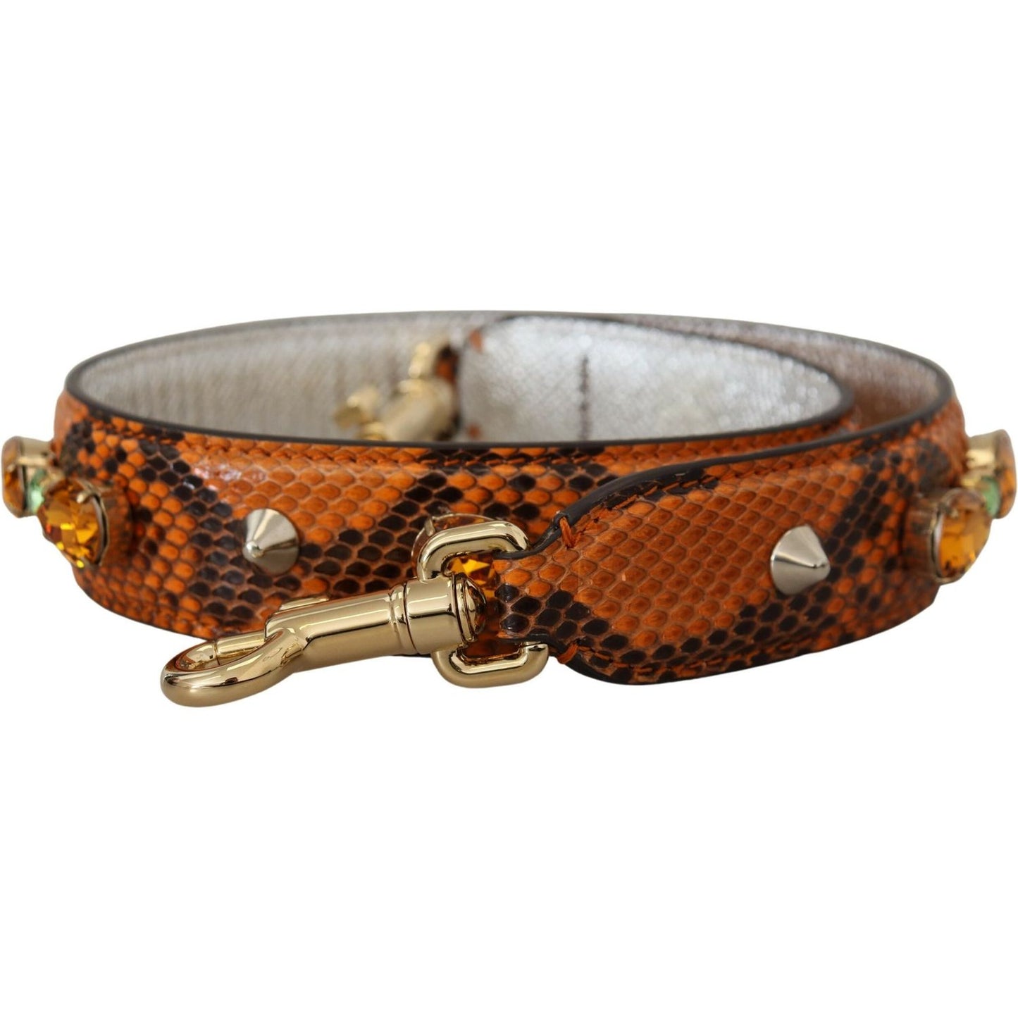 Dolce & Gabbana Chic Orange Leather Bag Strap with Gold-Tone Clasps Dolce & Gabbana