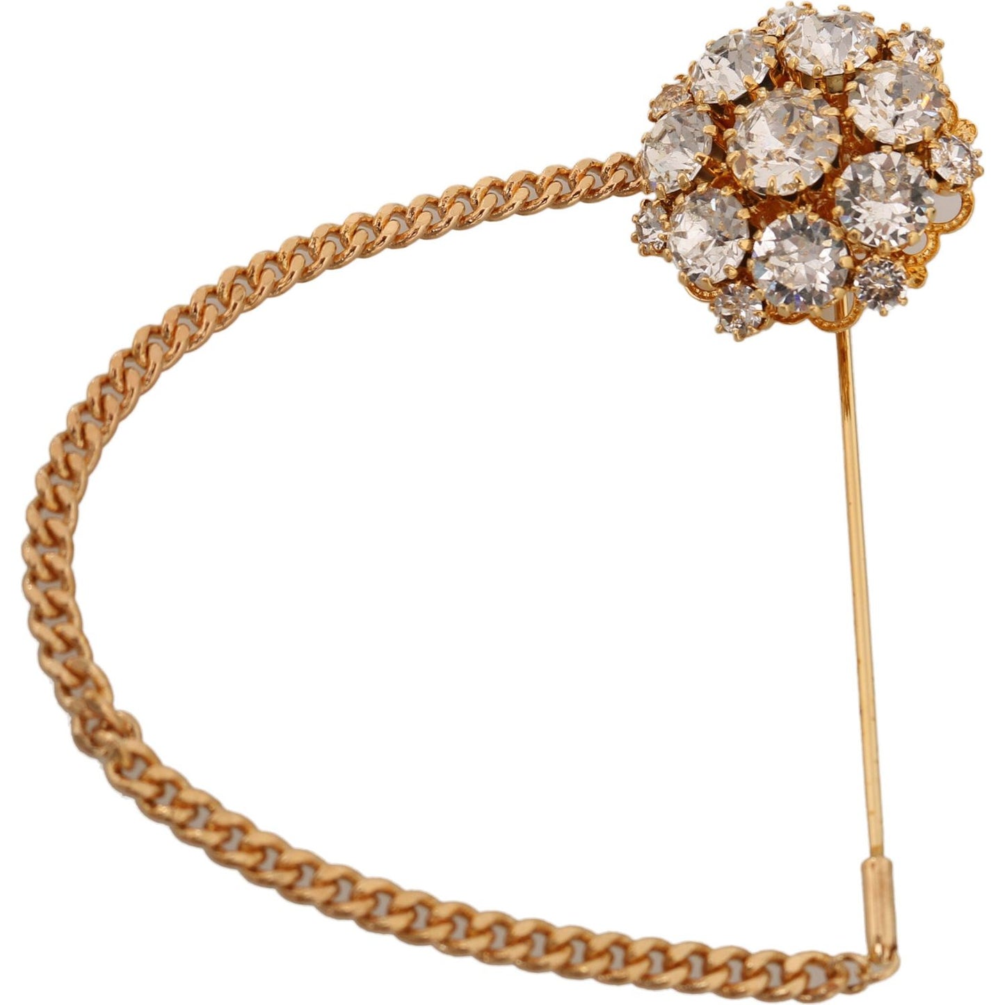 Dolce & Gabbana Exquisite Crystal-Embellished Gold Brooch Dolce & Gabbana