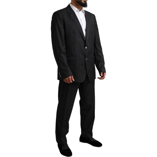 Dolce & Gabbana Elegant Black Virgin Wool Martini Suit Dolce & Gabbana