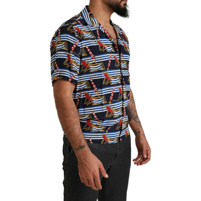Dolce & Gabbana Multicolor Beach Chair Short Sleeves Shirt