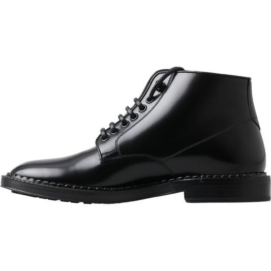 Dolce & Gabbana Elegant Black Leather Men's Boots Dolce & Gabbana