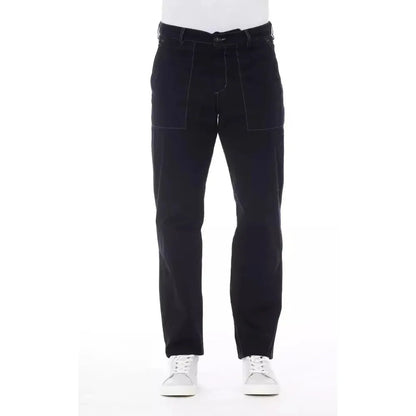 Alpha Studio Blue Cotton Men Pant