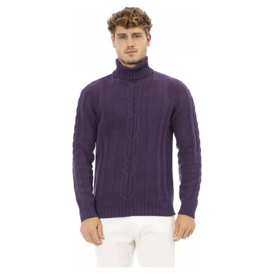 Alpha Studio Elegant Purple Turtleneck Sweater for Men Alpha Studio