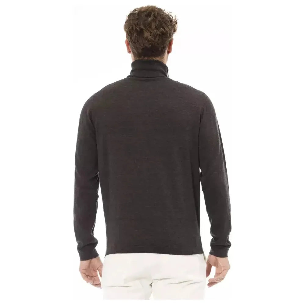 Alpha Studio Brown Cotton Men Sweater Alpha Studio