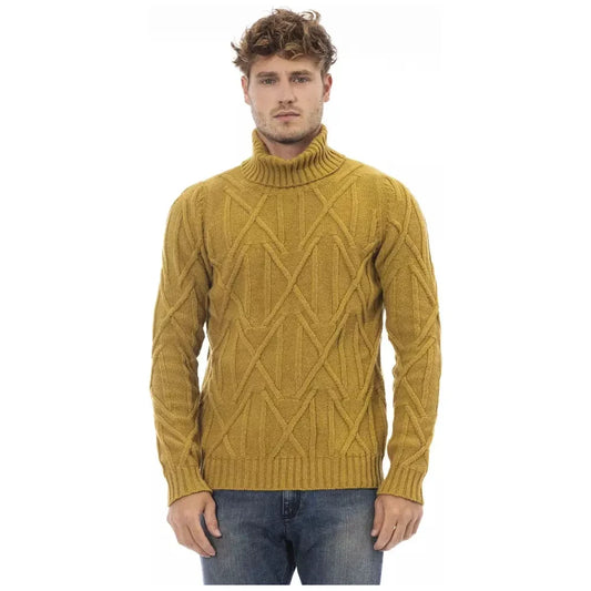 Alpha Studio Chic Yellow Turtleneck Sweater Alpha Studio