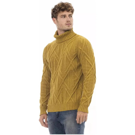 Alpha Studio Chic Yellow Turtleneck Sweater Alpha Studio