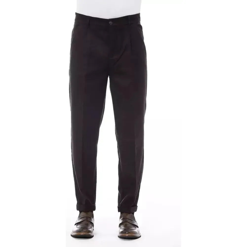 Alpha Studio Brown Wool Men Pant Alpha Studio