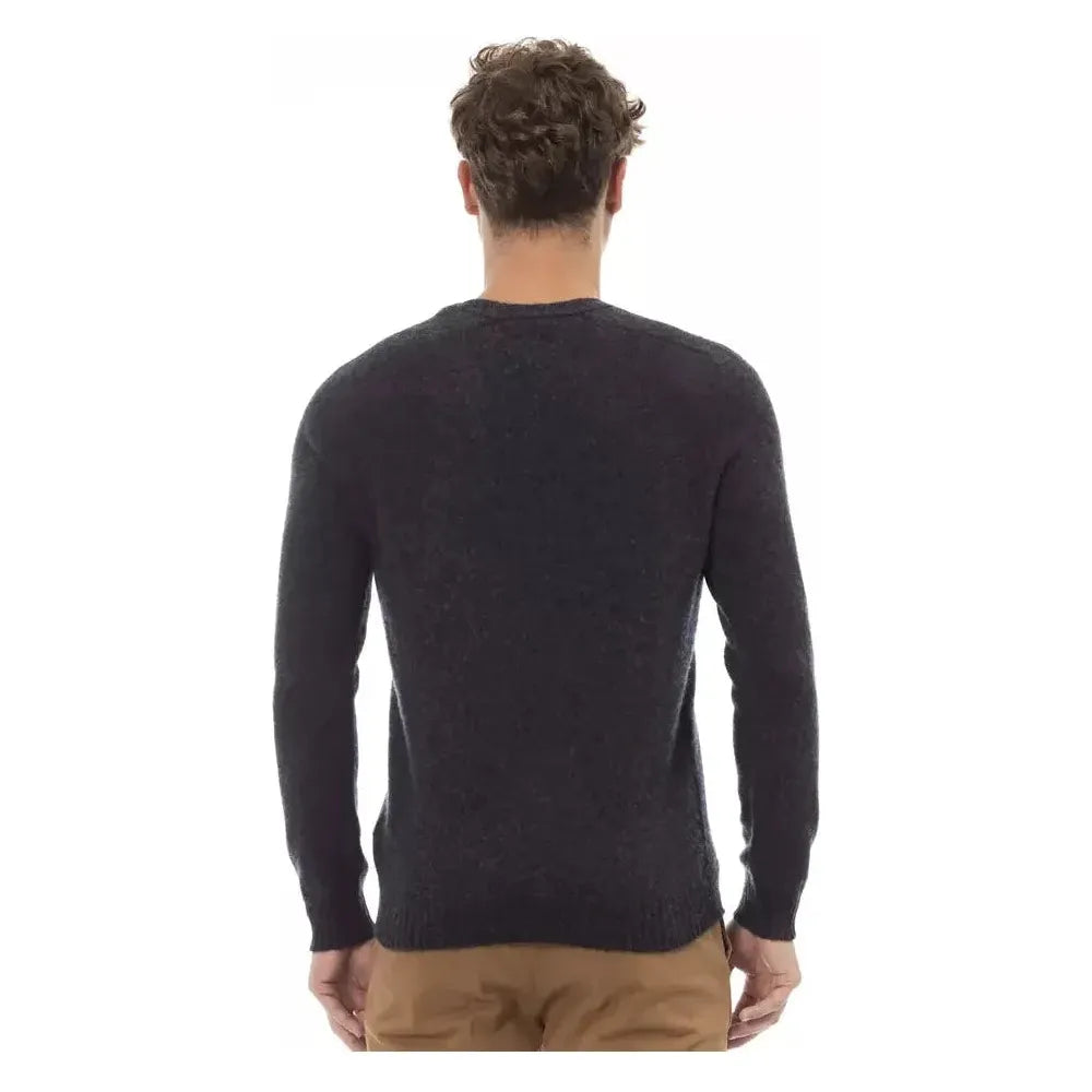 Alpha Studio Black Wool Men Sweater Alpha Studio