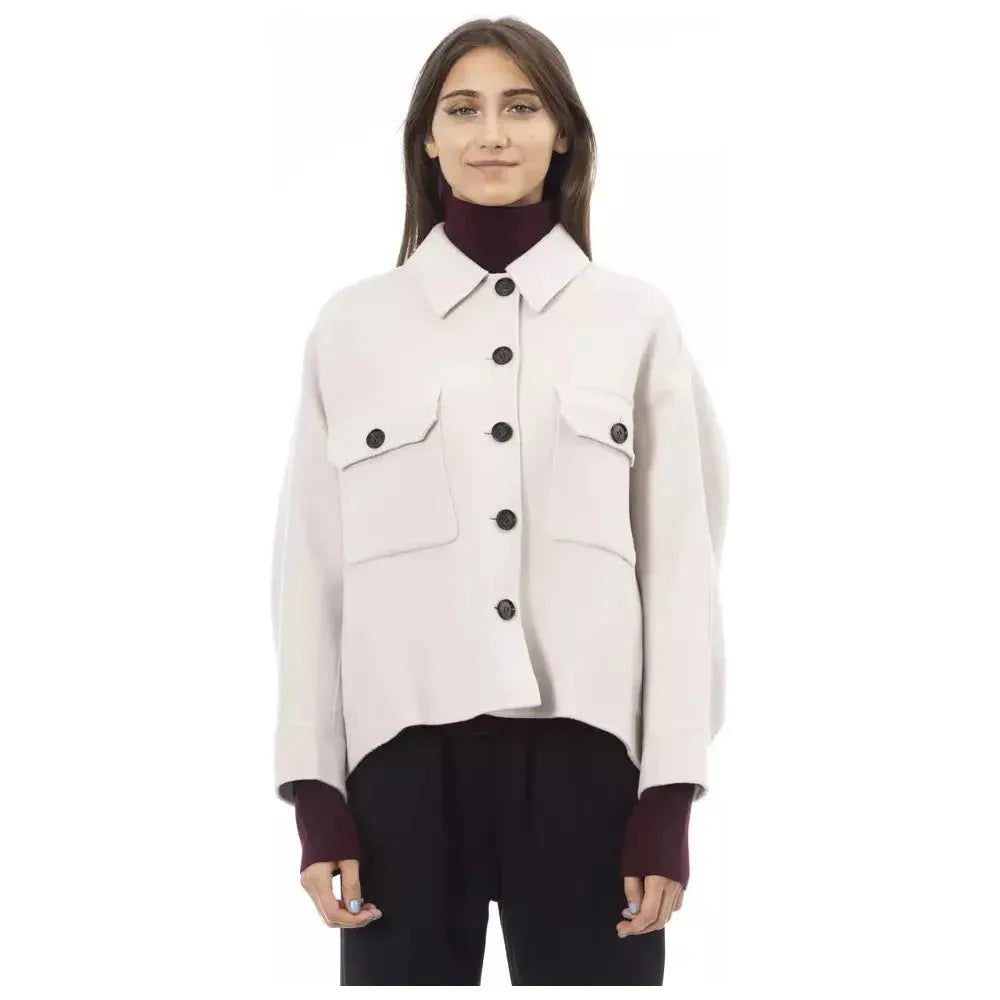 Alpha Studio White Wool Women Blazer Alpha Studio