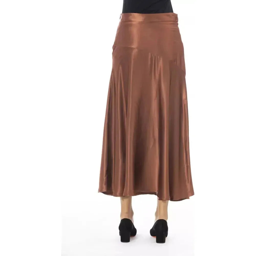 Alpha Studio Brown Viscose Women Skirt Alpha Studio