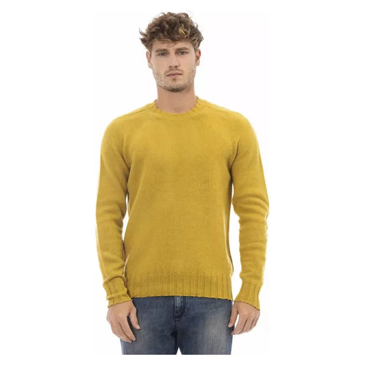 Alpha Studio Radiant Yellow Crewneck Woolen Sweater Alpha Studio